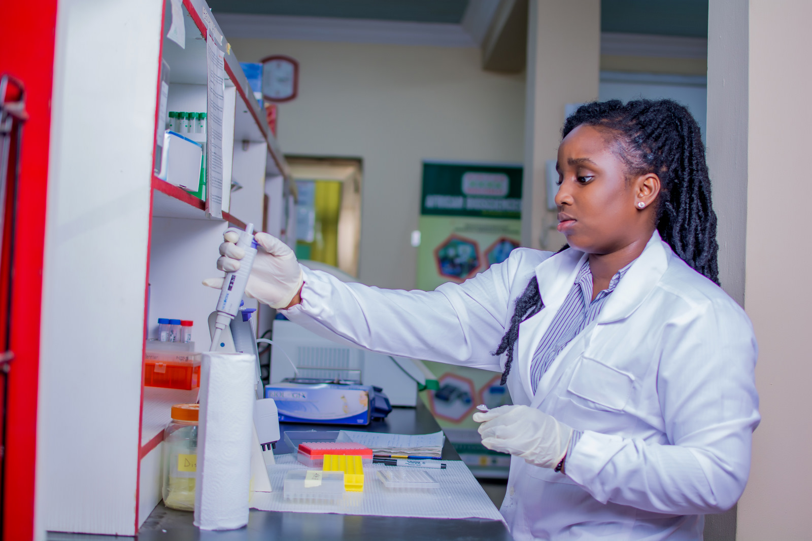 African Biosciences lab Scientist at work